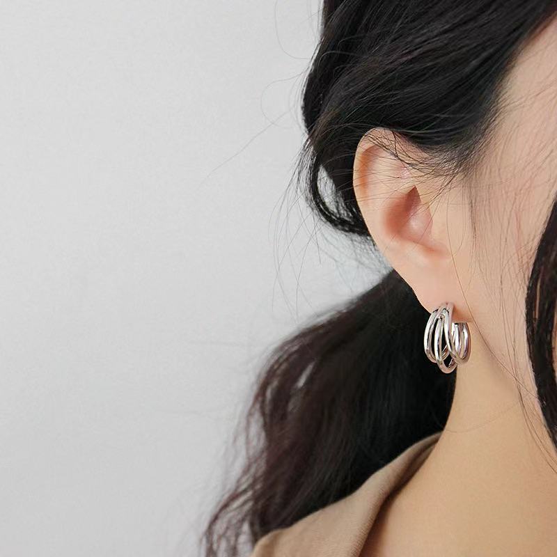 Manufacturer Jewelry Womens Multi Tube C Hoop Earrings in Sterling Silver Gold Rhoudium plated(图3)