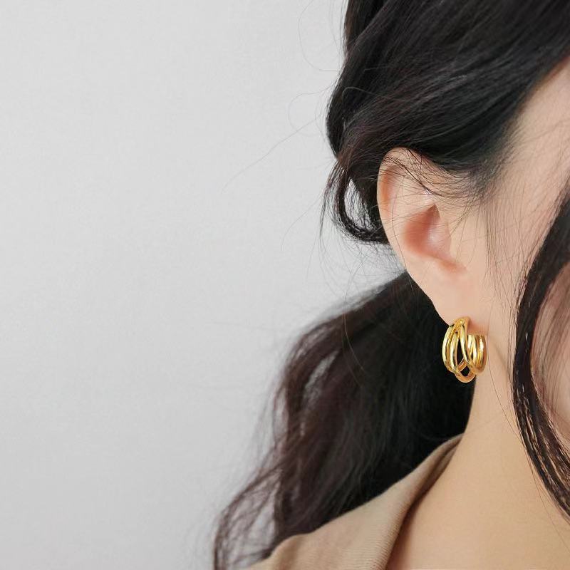 Manufacturer Jewelry Womens Multi Tube C Hoop Earrings in Sterling Silver Gold Rhoudium plated(图2)
