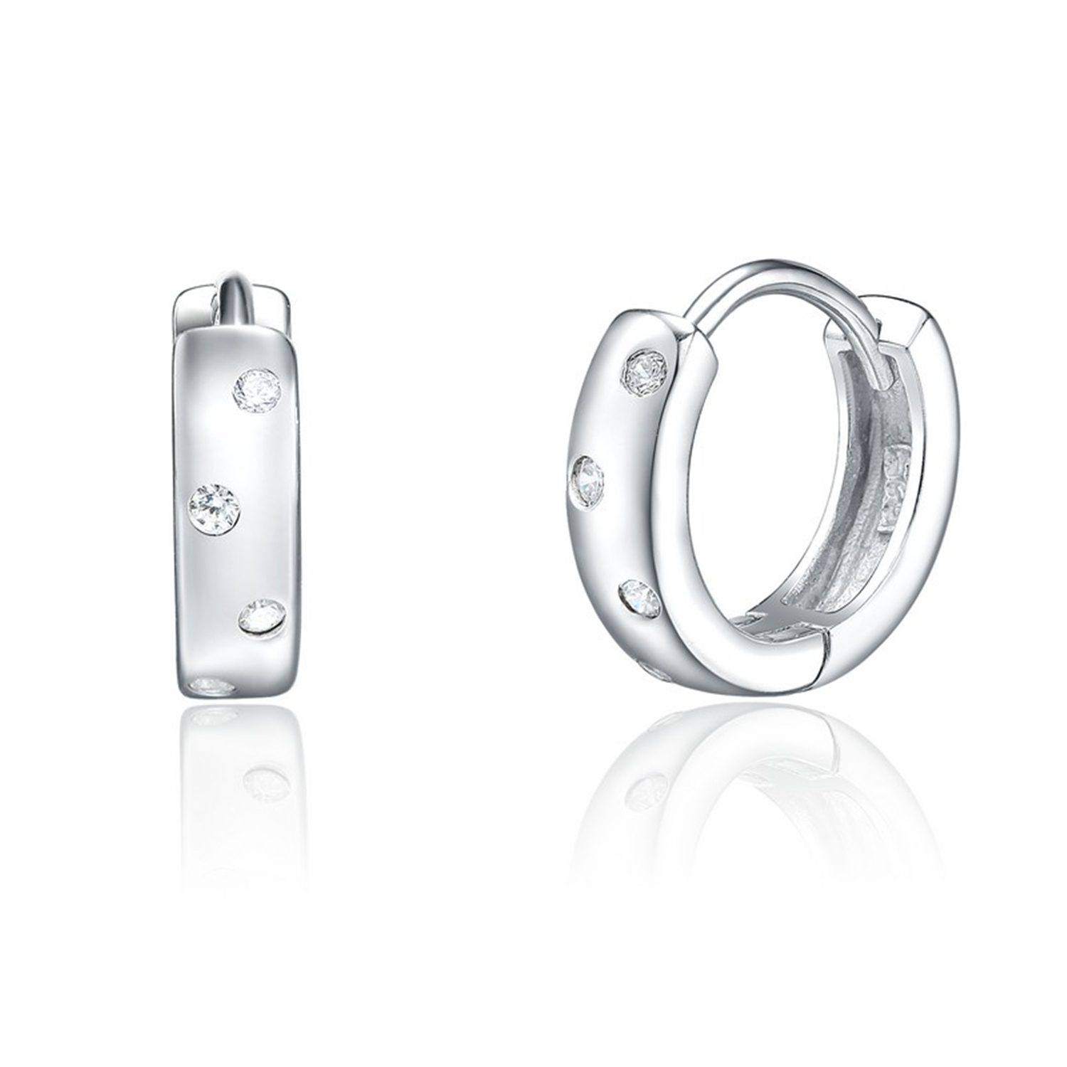Hoops Cubic Zirconia Earring Jewelry 925 Sterling Silver Rhodium Plated Hoop Earrings(图1)