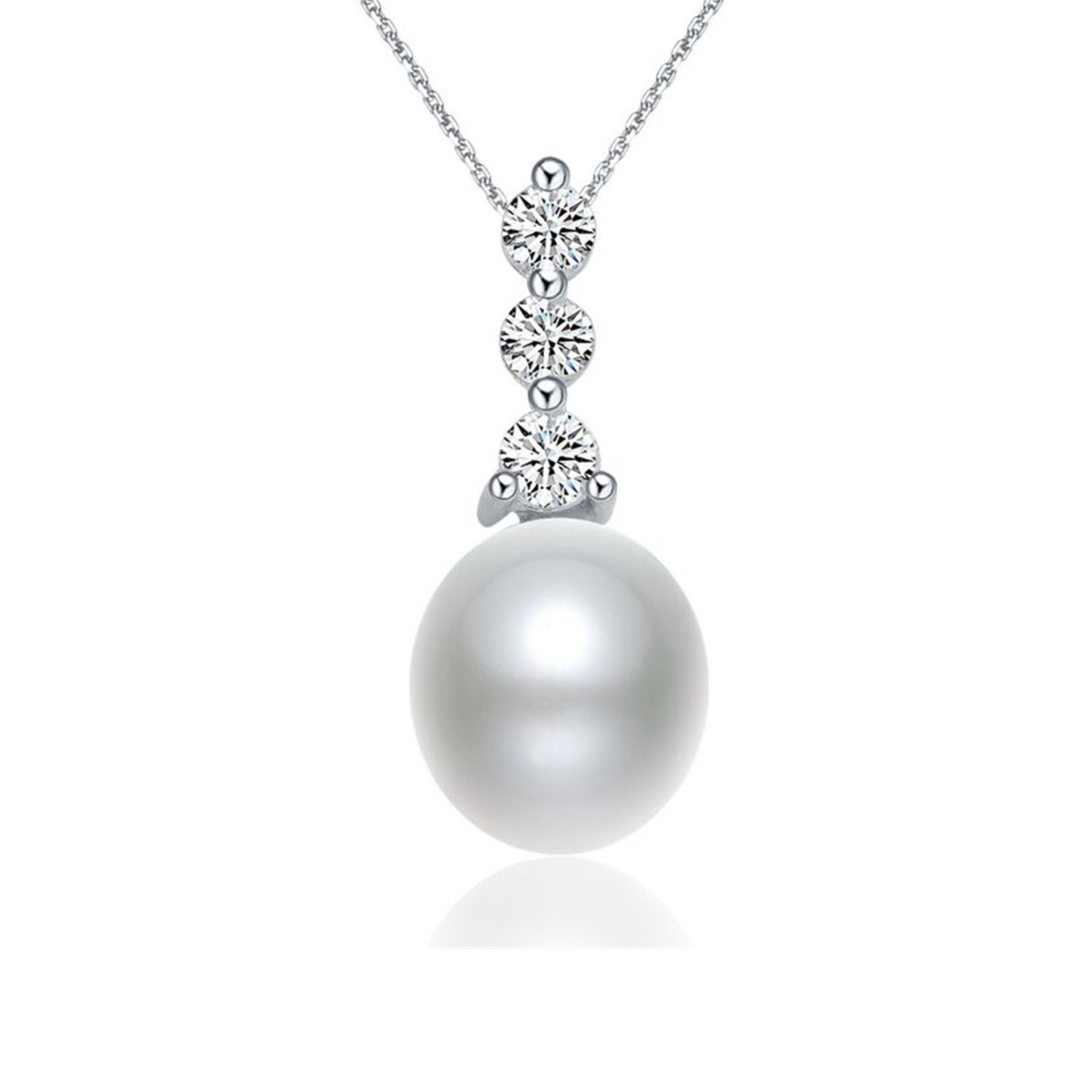 925 Sterling Silver White Cultured Pearl Drop Earrings Pendant pearl Necklace Wedding Jewelry Sets(图1)