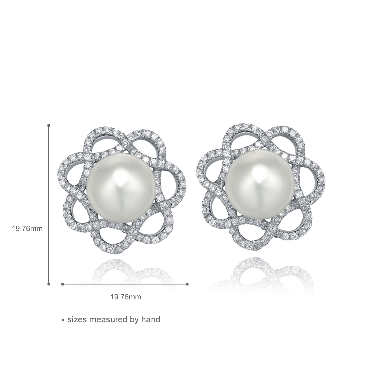 Factory Women 925 Sterling Silver Necklace Earrings Jewelry Set Cubic Zirconia White Pearl(图5)