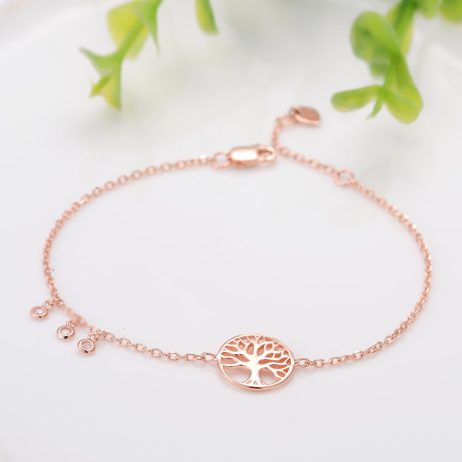 Rose Gold Rhodium Plated Tree of Life Symbol Bracelet Statement Jewelry(图3)