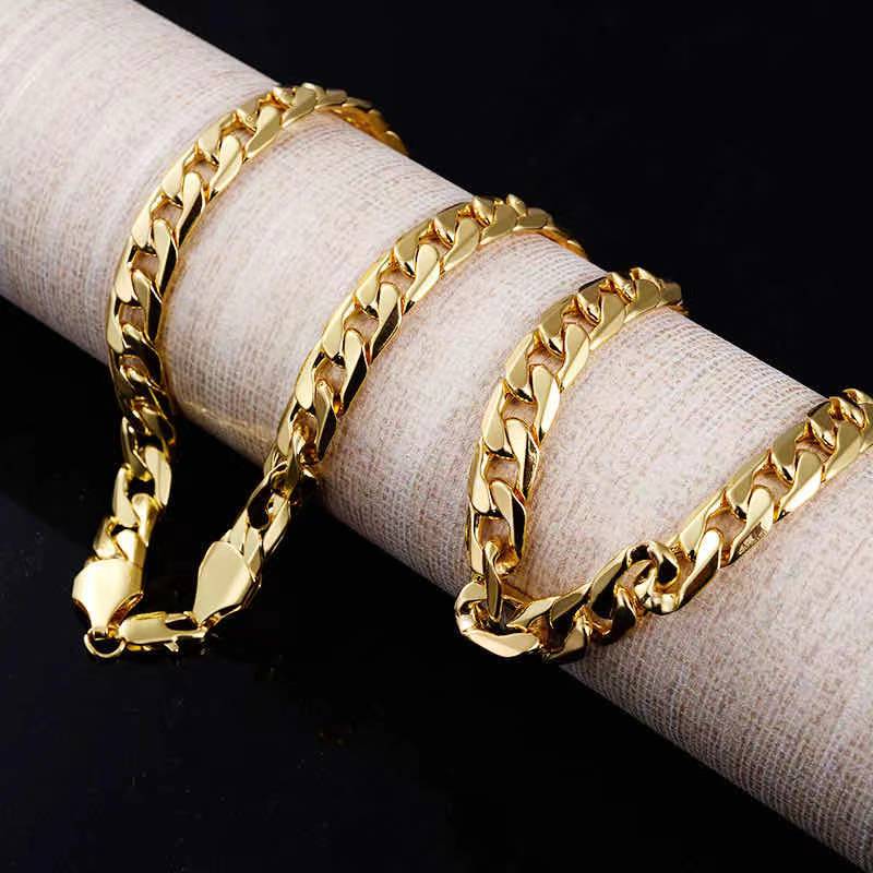 Engagement Gift Party Wedding Fashion Items Multicolor Trendy Mens Chunky Chain Gold Necklace(图5)