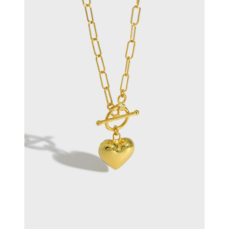 Custom Heart Charm Jewelry 925 Sterling Silver Gold Plated Pendant Necklace(图1)