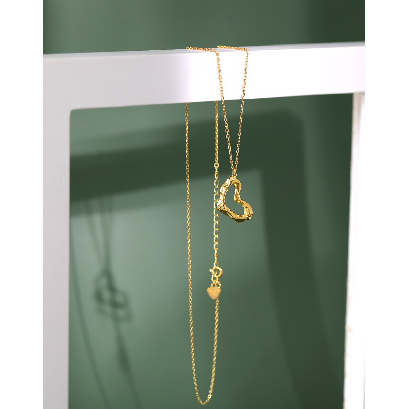 Custom Women Heart Charm Pendant Gold Plated 925 sterling silver pendant necklace(图3)
