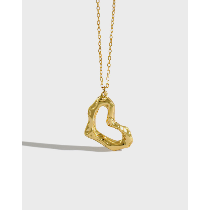 Custom Women Heart Charm Pendant Gold Plated 925 sterling silver pendant necklace(图1)