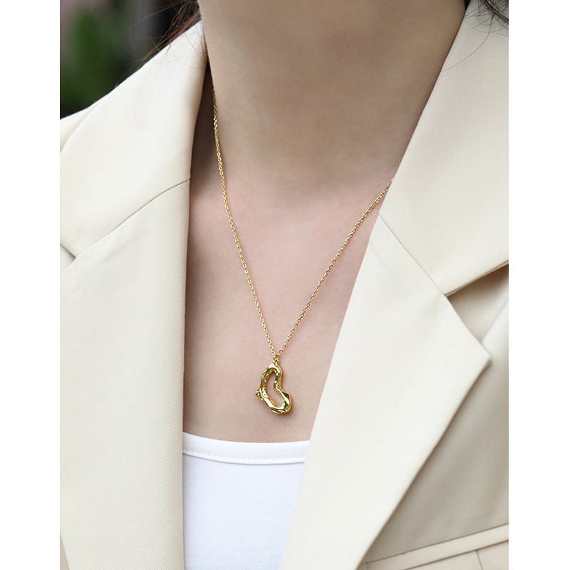 Custom Women Heart Charm Pendant Gold Plated 925 sterling silver pendant necklace(图2)