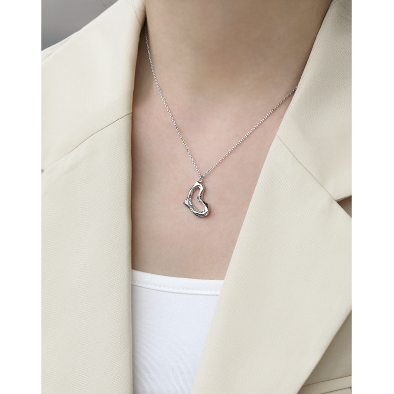 Custom Women Heart Charm Pendant Gold Plated 925 sterling silver pendant necklace(图4)