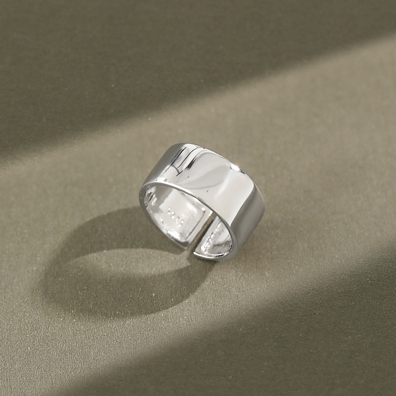 Minimalist simple adjustable women Rhodium plated 925 sterling silver chunky napkin rings(图6)
