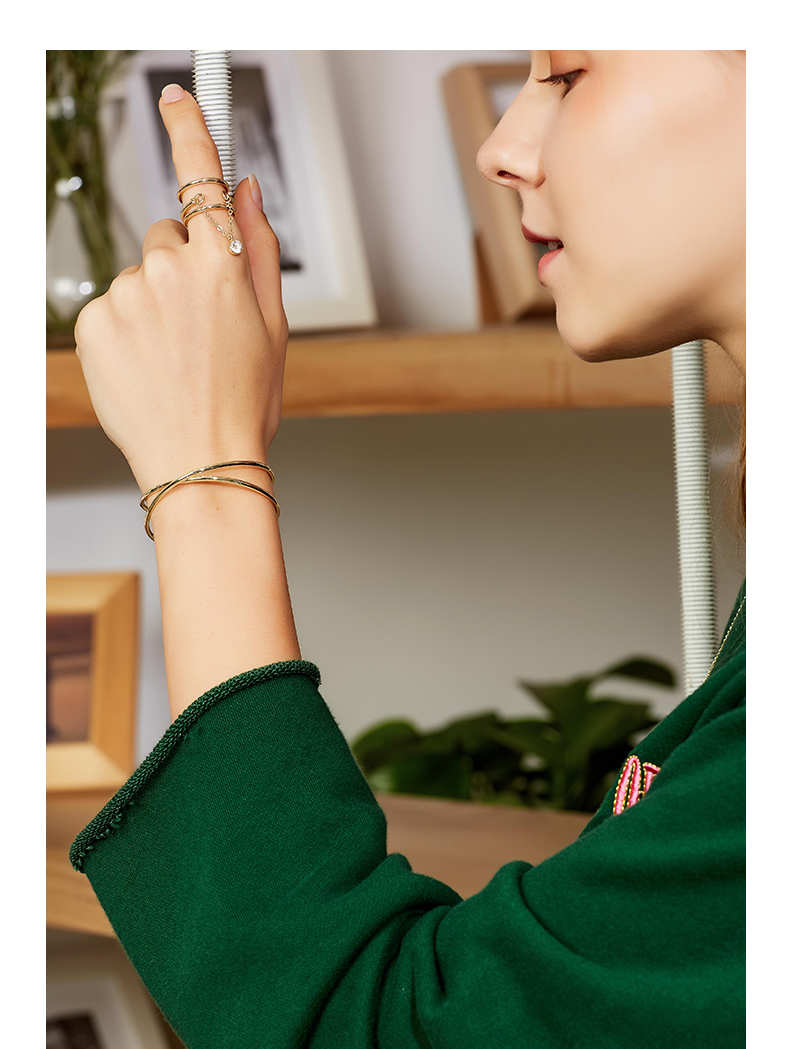  Hollow Line Design Plain Bracelets Brass Bangles Wholesale Jewelry 14K gold plated women Bangles(图3)