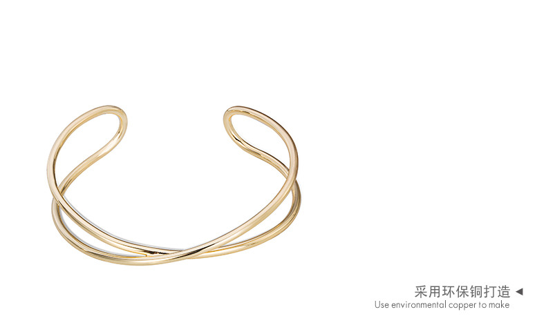  Hollow Line Design Plain Bracelets Brass Bangles Wholesale Jewelry 14K gold plated women Bangles(图6)