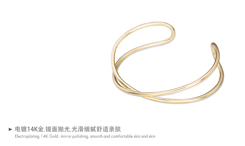  Hollow Line Design Plain Bracelets Brass Bangles Wholesale Jewelry 14K gold plated women Bangles(图7)