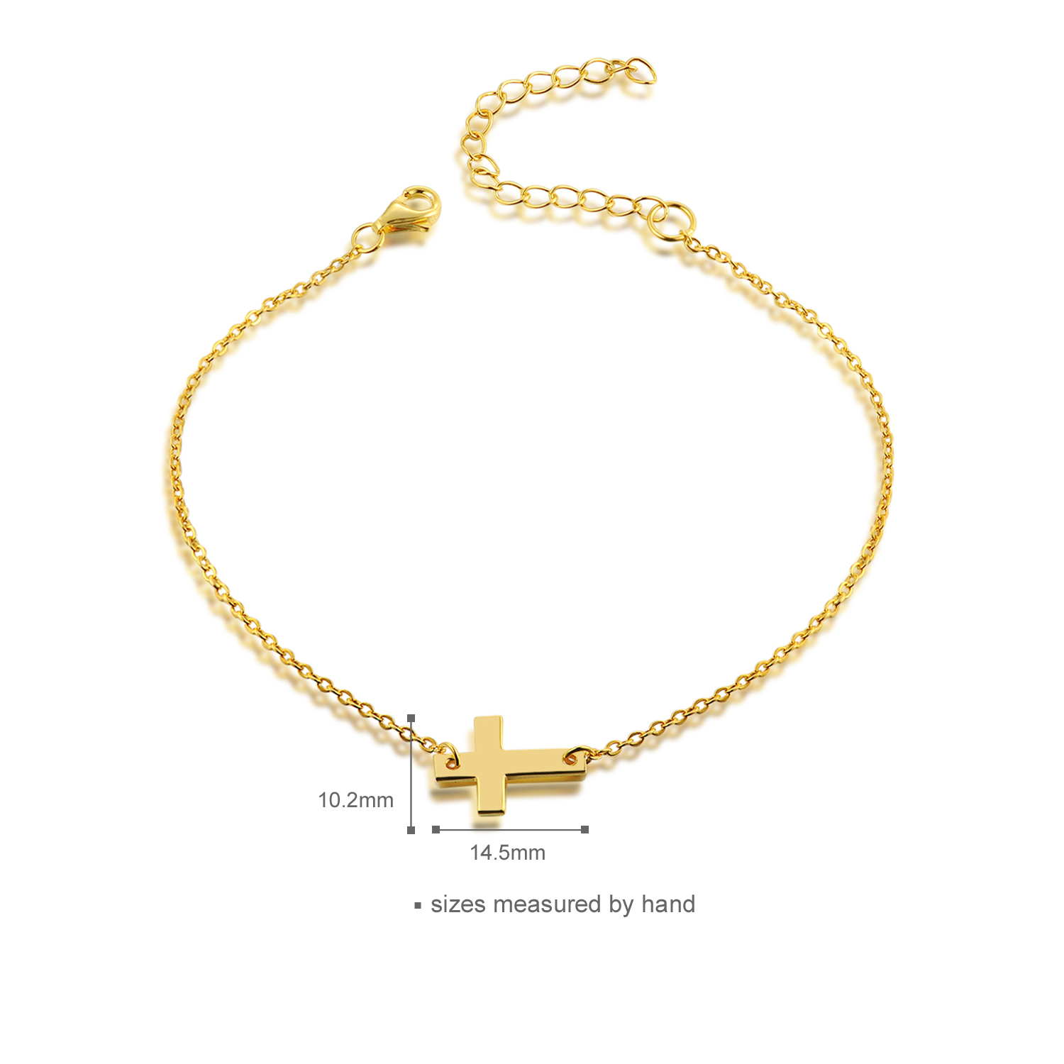 Factory Gold Plated 925 Sterling Silver Jesus Jewelry Cross Bracelet (图1)