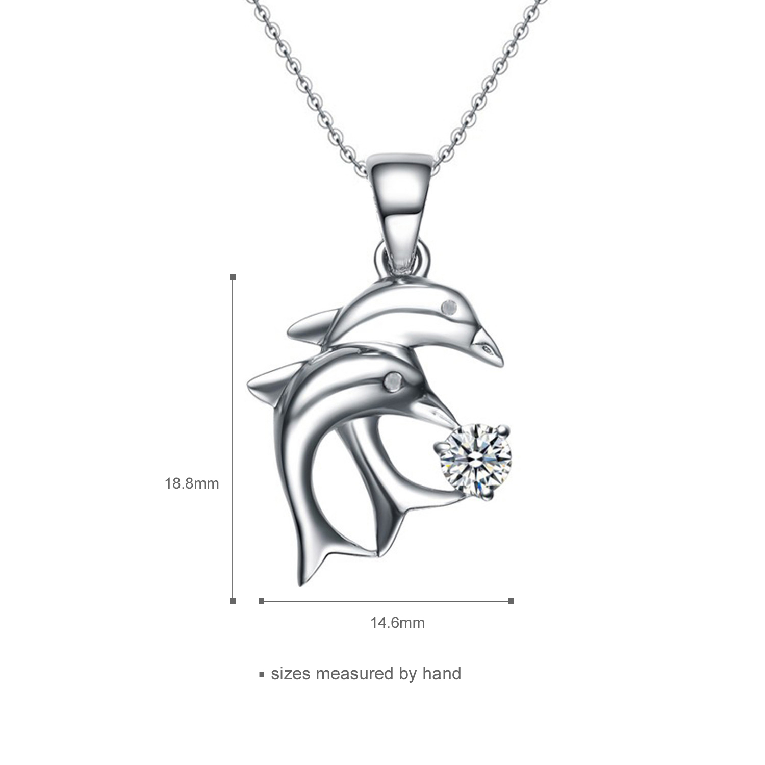 Customize Fashion 925 Silver Two Dolphins Pendant Necklace Cross Chain Necklaces for women gift(图2)
