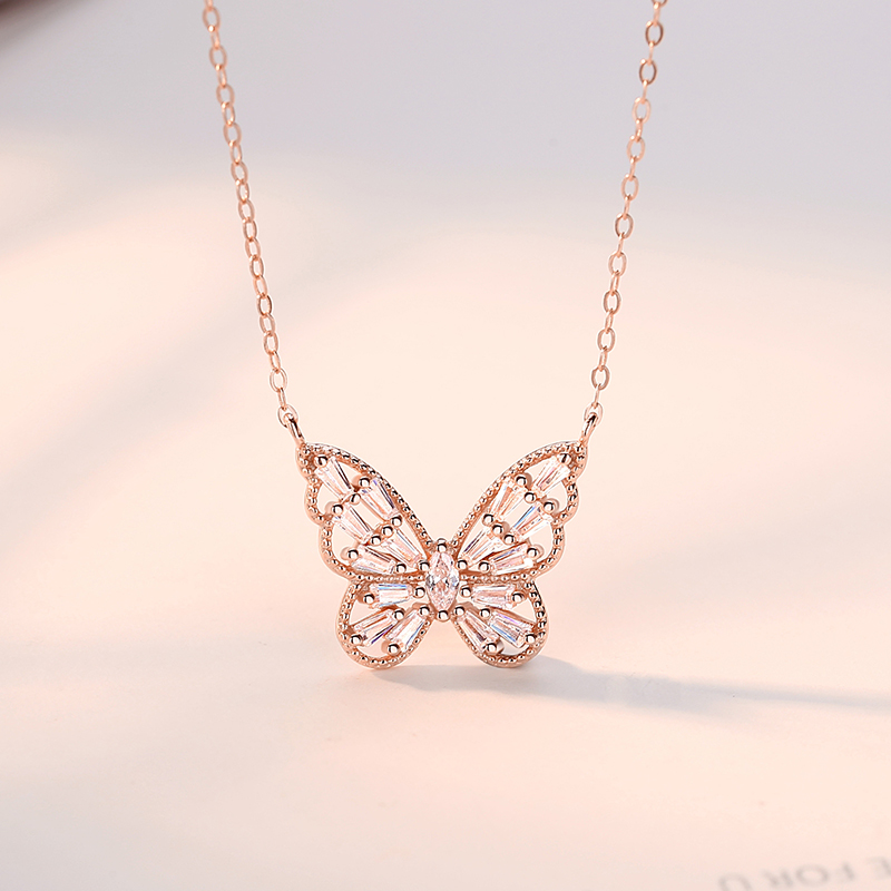 Rose Gold Plated Butterfly Pendant Necklace(图4)