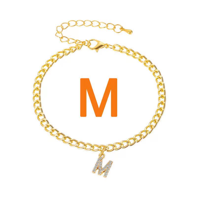  18K Gold Plated Women Custom Letter Personalized Name Jewelry Cuban Chain Anklet(图3)