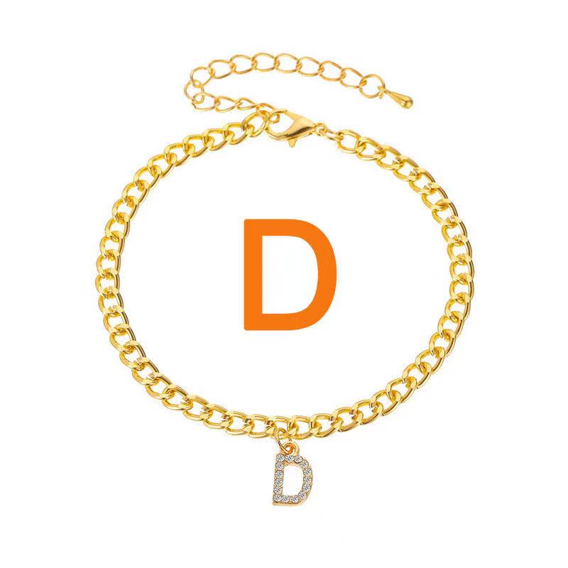  18K Gold Plated Women Custom Letter Personalized Name Jewelry Cuban Chain Anklet(图4)