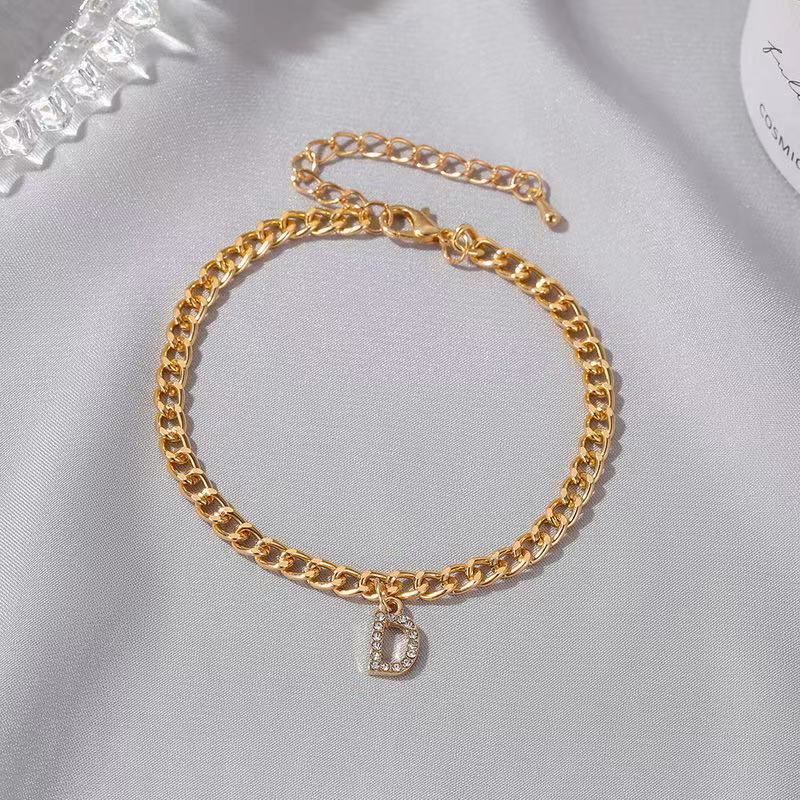 18K Gold Plated Women Custom Letter Personalized Name Jewelry Cuban Chain Anklet(图5)