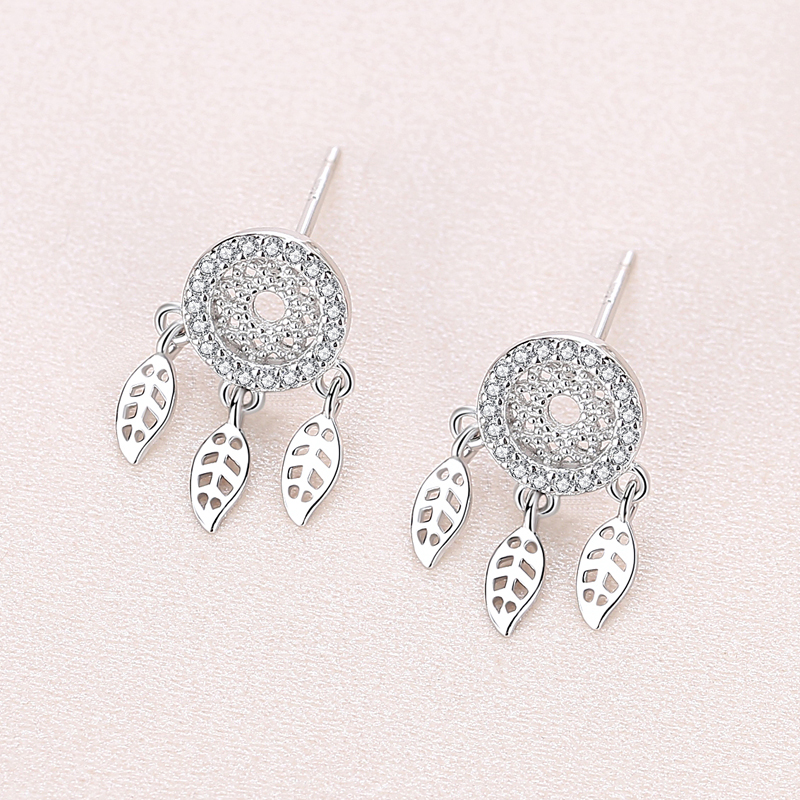 925 sliver Hot selling jewelry custom drop earring unique leaf design women earring drop jewelry  E1(图4)