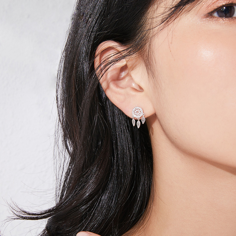 925 sliver Hot selling jewelry custom drop earring unique leaf design women earring drop jewelry  E1(图5)