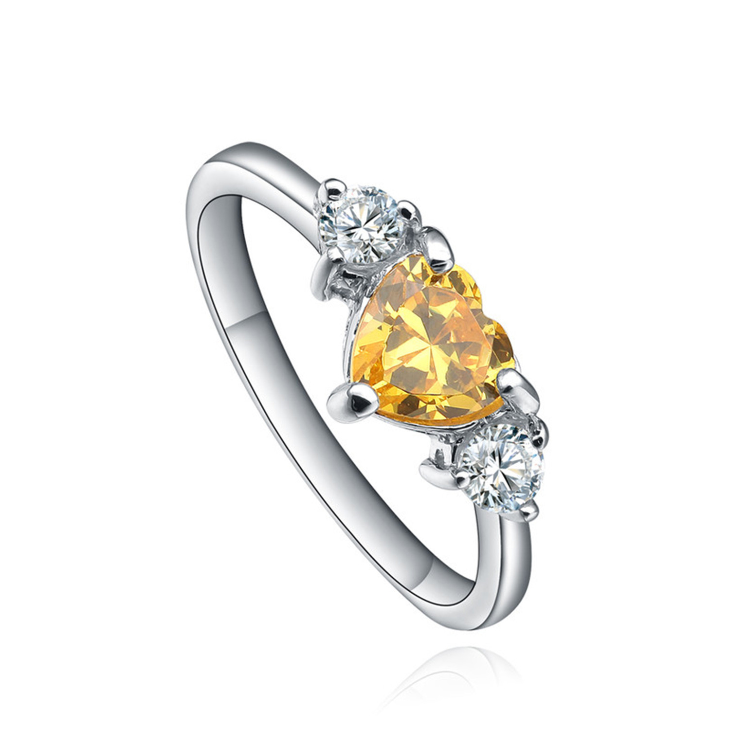 Classical Pink Cubic Zircon Wholesale Yellow Pink CZ Womens Jewelry Heart 925 Sterling Silver ring(图1)