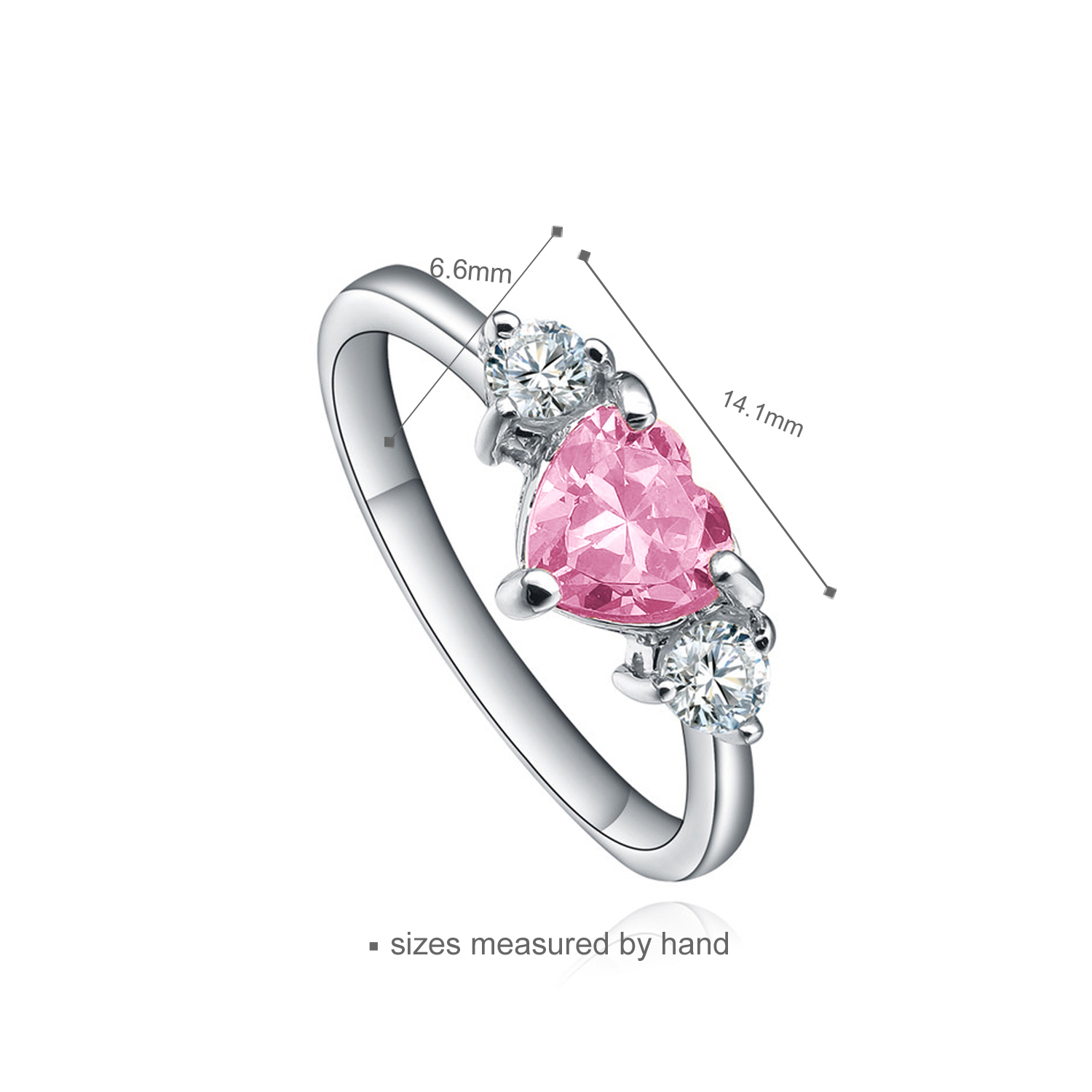 Classical Pink Cubic Zircon Wholesale Yellow Pink CZ Womens Jewelry Heart 925 Sterling Silver ring(图3)