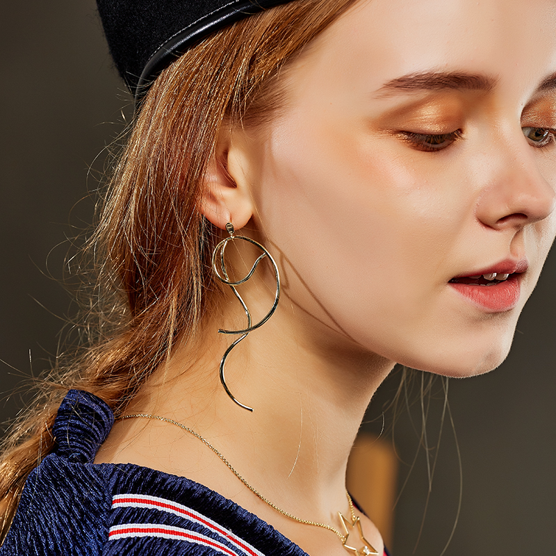 Factory direct sell jewelry Irregular design 14K Gold Plating women fashion earring drop jewel(图6)