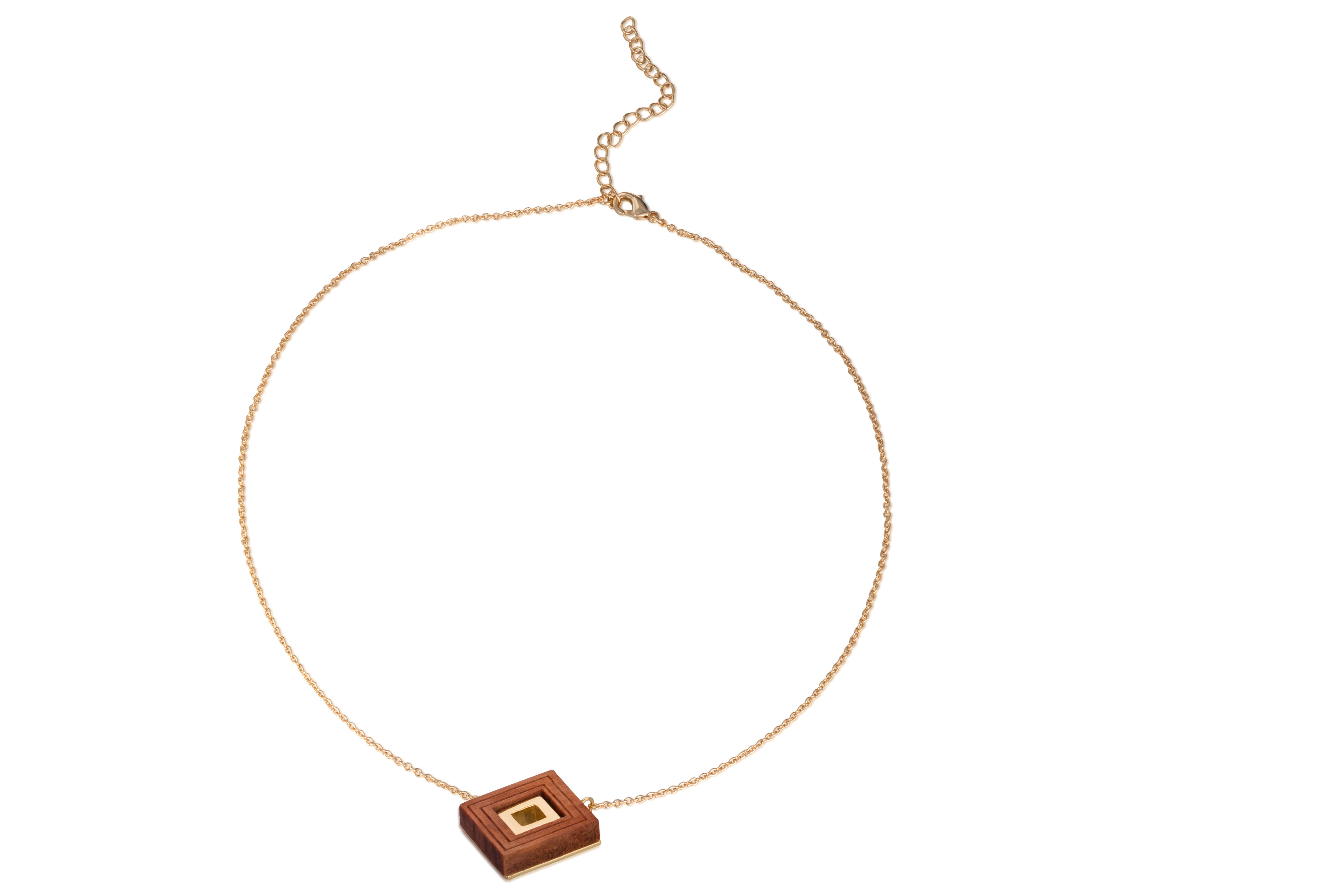 Brass14K Gold Plated Jewelry Women Trendy Cross Sweater Chain Geometric Square Pendant Necklace(图2)