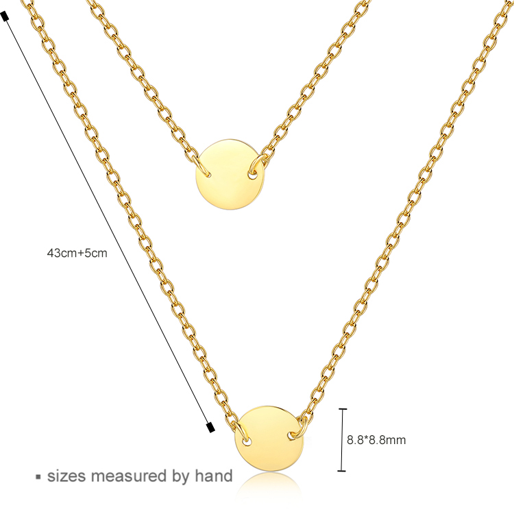 Happiness women Two Layer Gold Plated Layering Circle Round double row Coin Disc Pendant Necklace(图5)