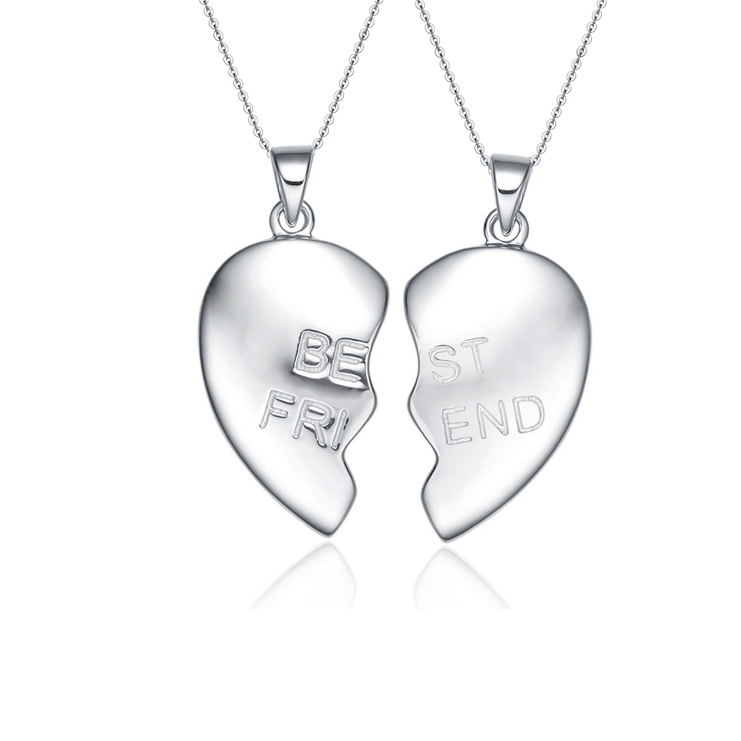 Customized Name Engraved Friendship jewelry 925 Sterling Silver Couple Broken Heart Pendant Necklace(图4)