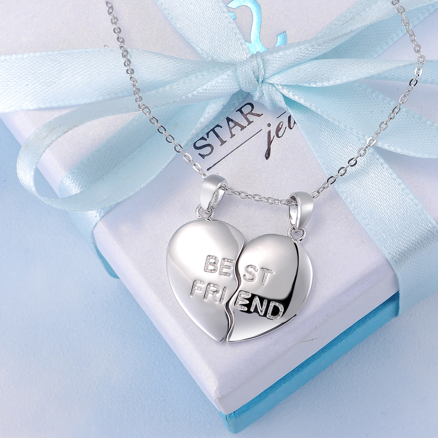Customized Name Engraved Friendship jewelry 925 Sterling Silver Couple Broken Heart Pendant Necklace(图7)