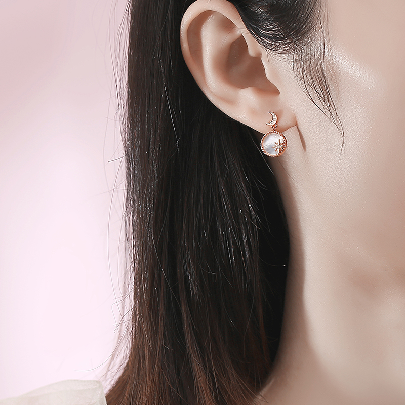 2021 gift fashion trendy earrings cute design star and moon earrings 925 silver female Earrings set(图5)