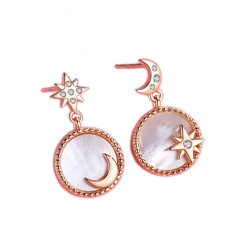 2021 gift fashion trendy earrings cute design star and moon earrings 925 silver female Earrings set(图6)