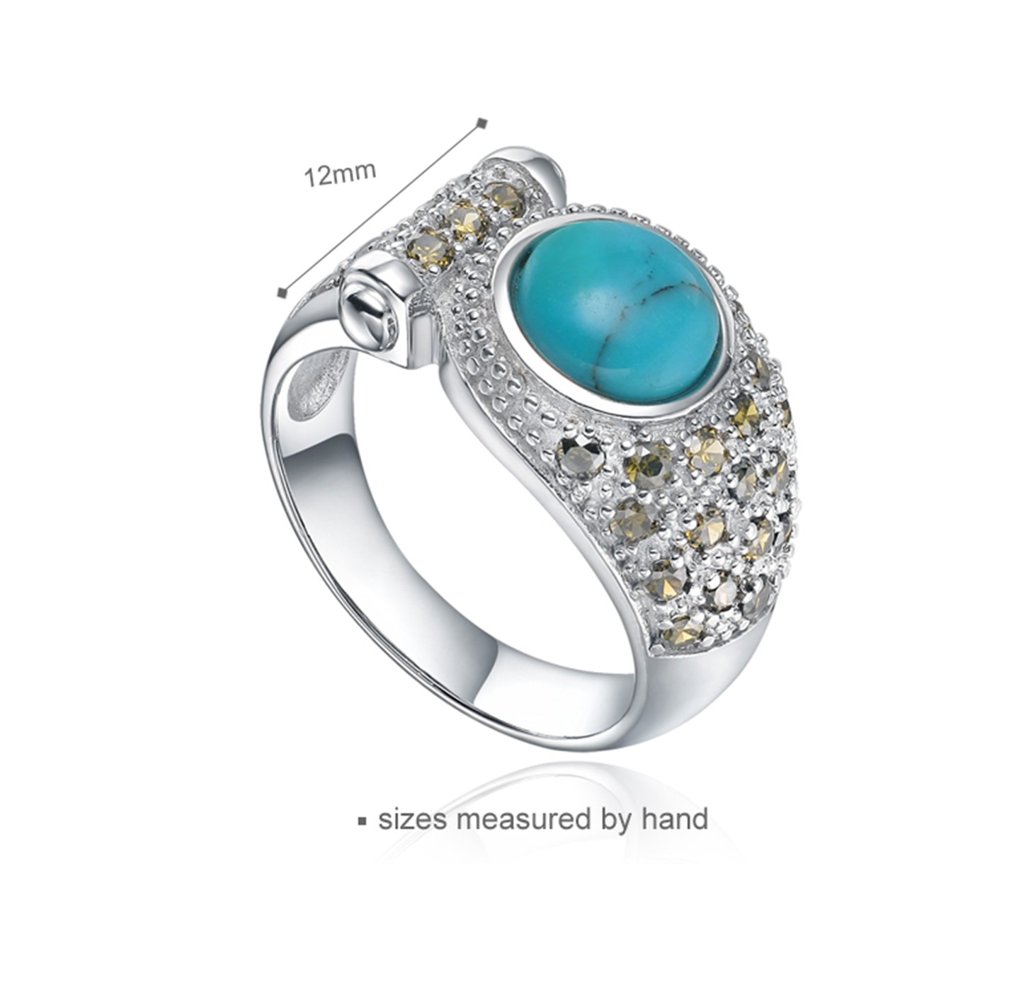 Unique design high quality fashion turquoise ring wholesale women jewelry 925 sterling silver ring(图1)