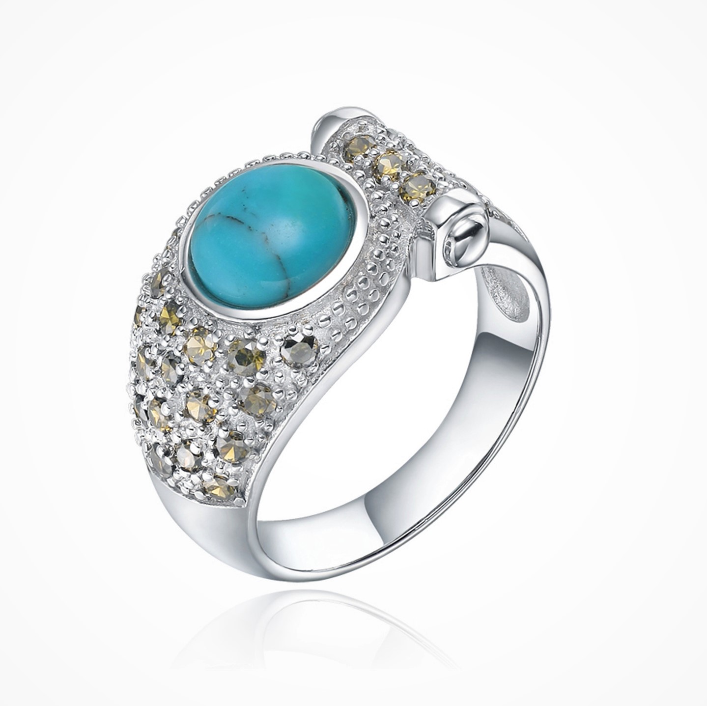 Unique design high quality fashion turquoise ring wholesale women jewelry 925 sterling silver ring(图2)