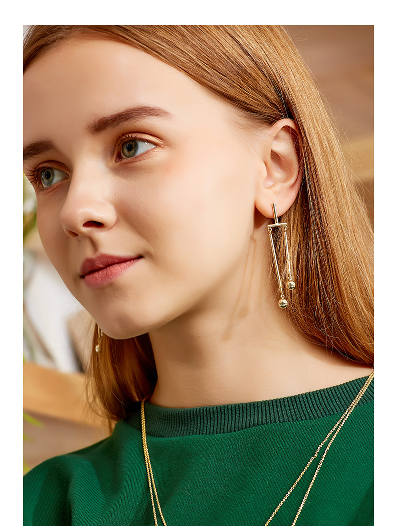 Factory Direct Brass Selling Female Gift Earrings 14K Gold Plating Long Earring Drop Jewelry(图6)