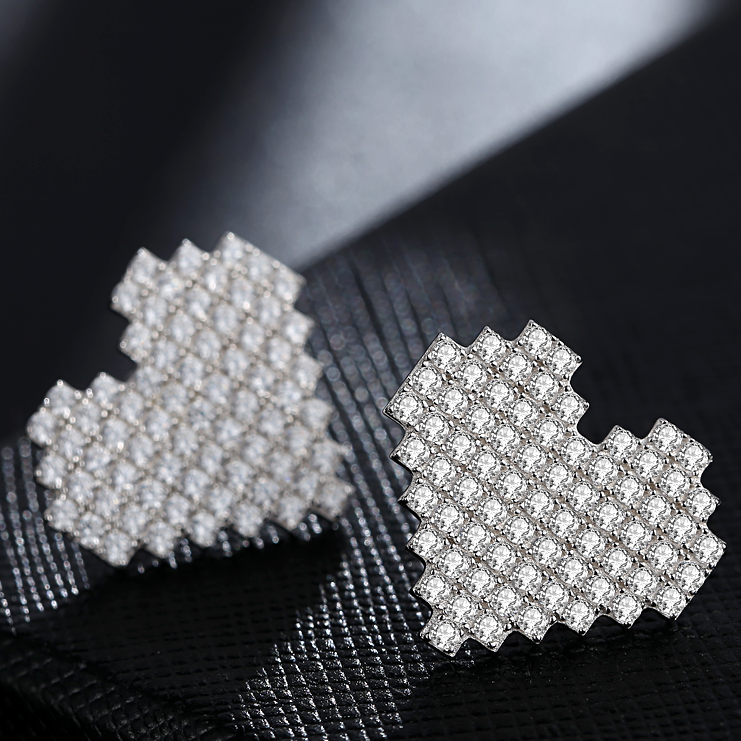 Factory Direct Sales popular trendy 925 Sterling silver Rhodium Plated Heart earring Jewelry(图4)