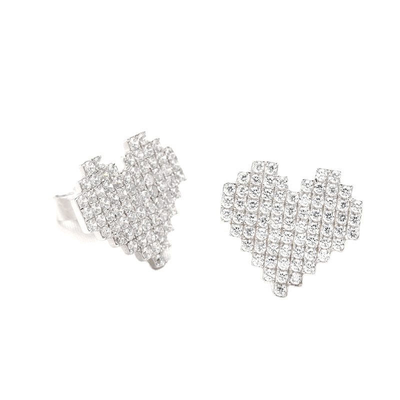 Factory Direct Sales popular trendy 925 Sterling silver Rhodium Plated Heart earring Jewelry(图3)