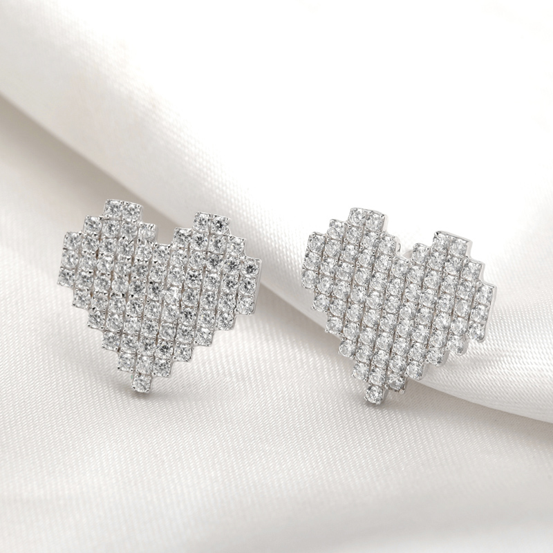 Factory Direct Sales popular trendy 925 Sterling silver Rhodium Plated Heart earring Jewelry(图6)