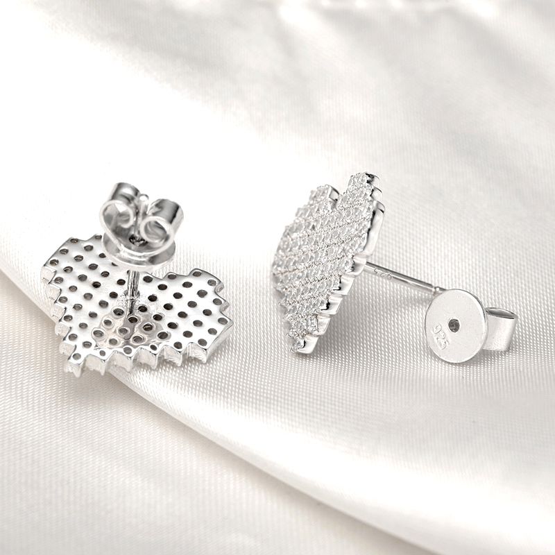 Factory Direct Sales popular trendy 925 Sterling silver Rhodium Plated Heart earring Jewelry(图7)