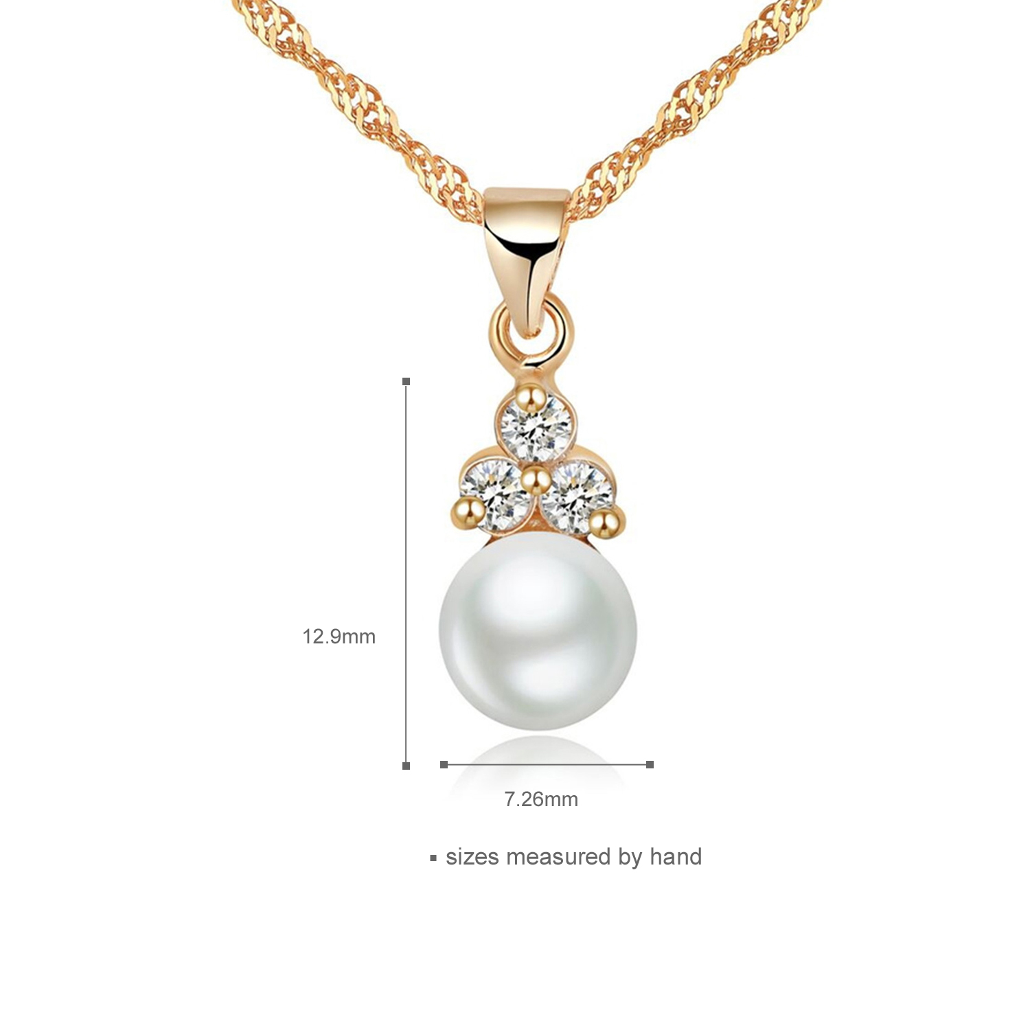 Sterling SilverGold Plated jewelry Zirconia Freshwater Cultured Natural Real Pearl pendant Necklace (图4)