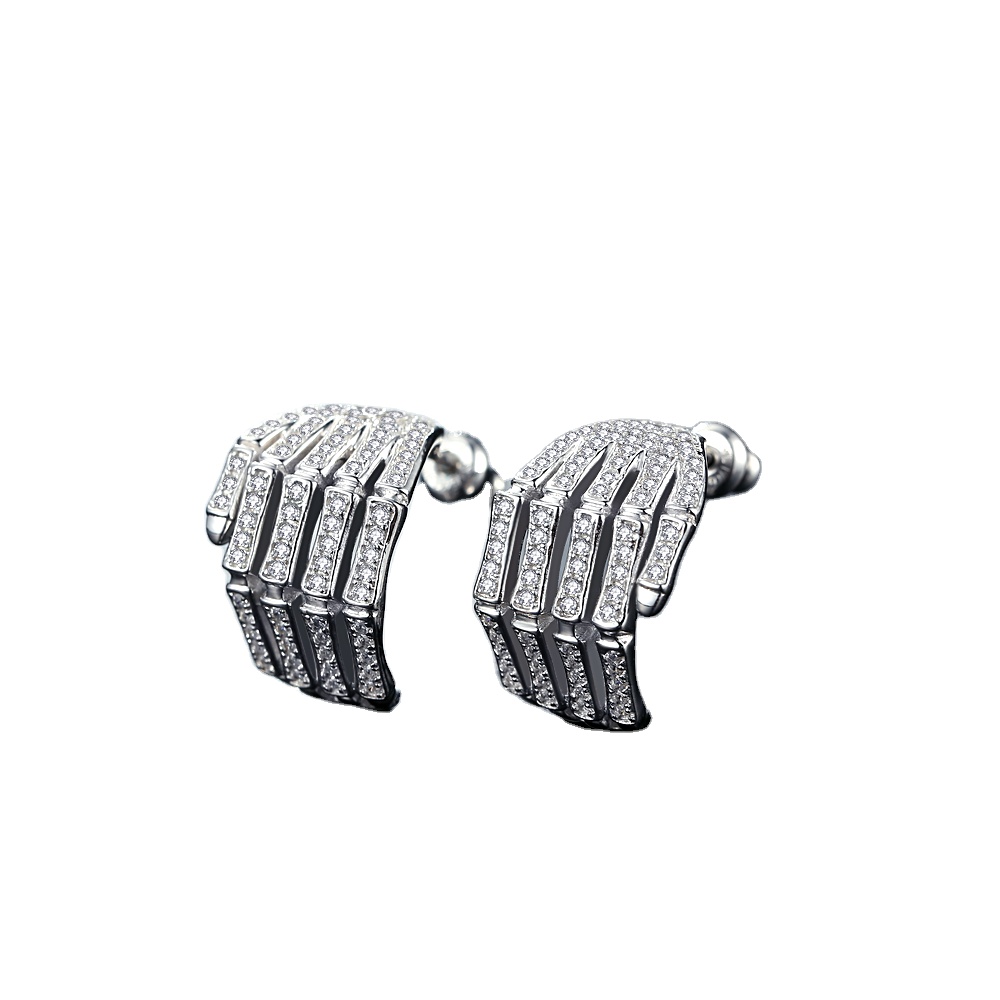 Fashion Jewelry Hand Shape Gift Stud 925 Sterling Silver Earring cubic zirconia Earring Stud(图3)