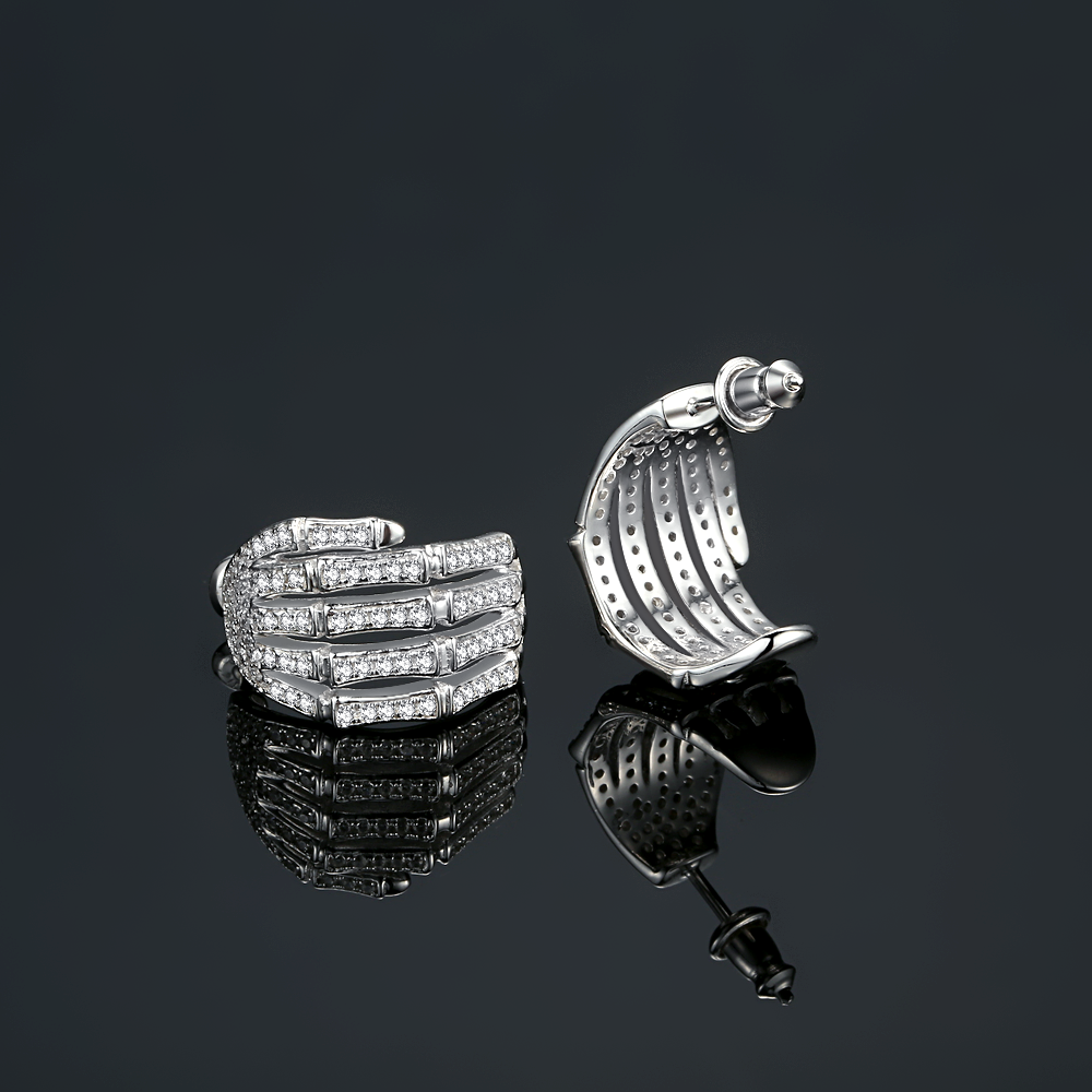 Fashion Jewelry Hand Shape Gift Stud 925 Sterling Silver Earring cubic zirconia Earring Stud(图5)