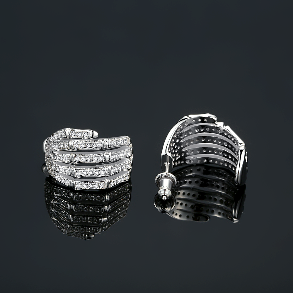 Fashion Jewelry Hand Shape Gift Stud 925 Sterling Silver Earring cubic zirconia Earring Stud(图6)