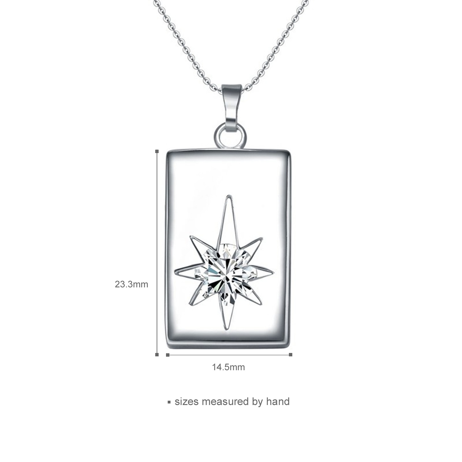 Wholesale  Classy Rhodium Plating CZ Jewelry 925 Sterling Silver Rectangle Pendant Necklace(图4)