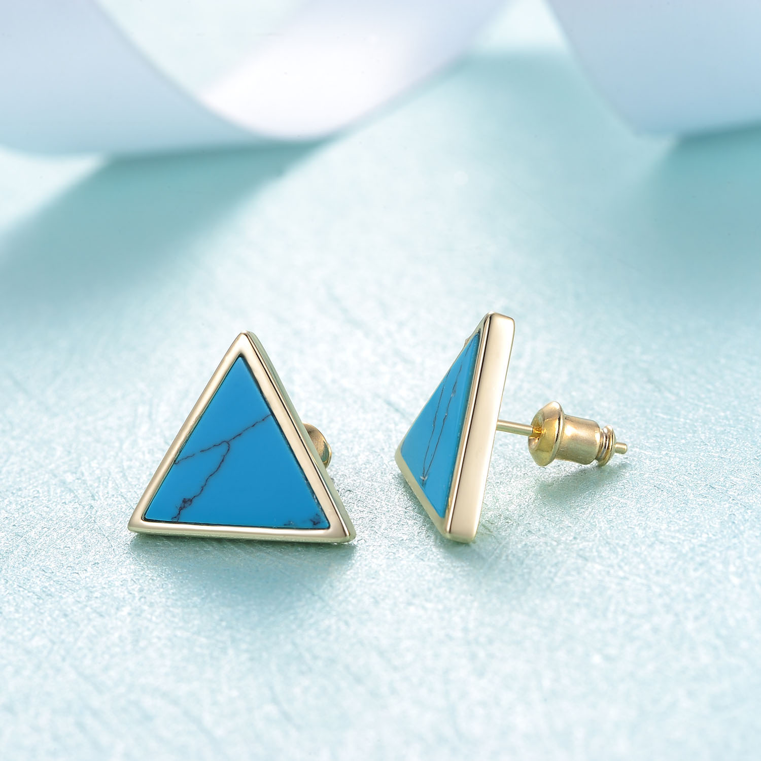 2021 New Style 925 Sterling Sliver Earring For Women Blue Triangular Earrings Stud Fashion Jewelry(图3)
