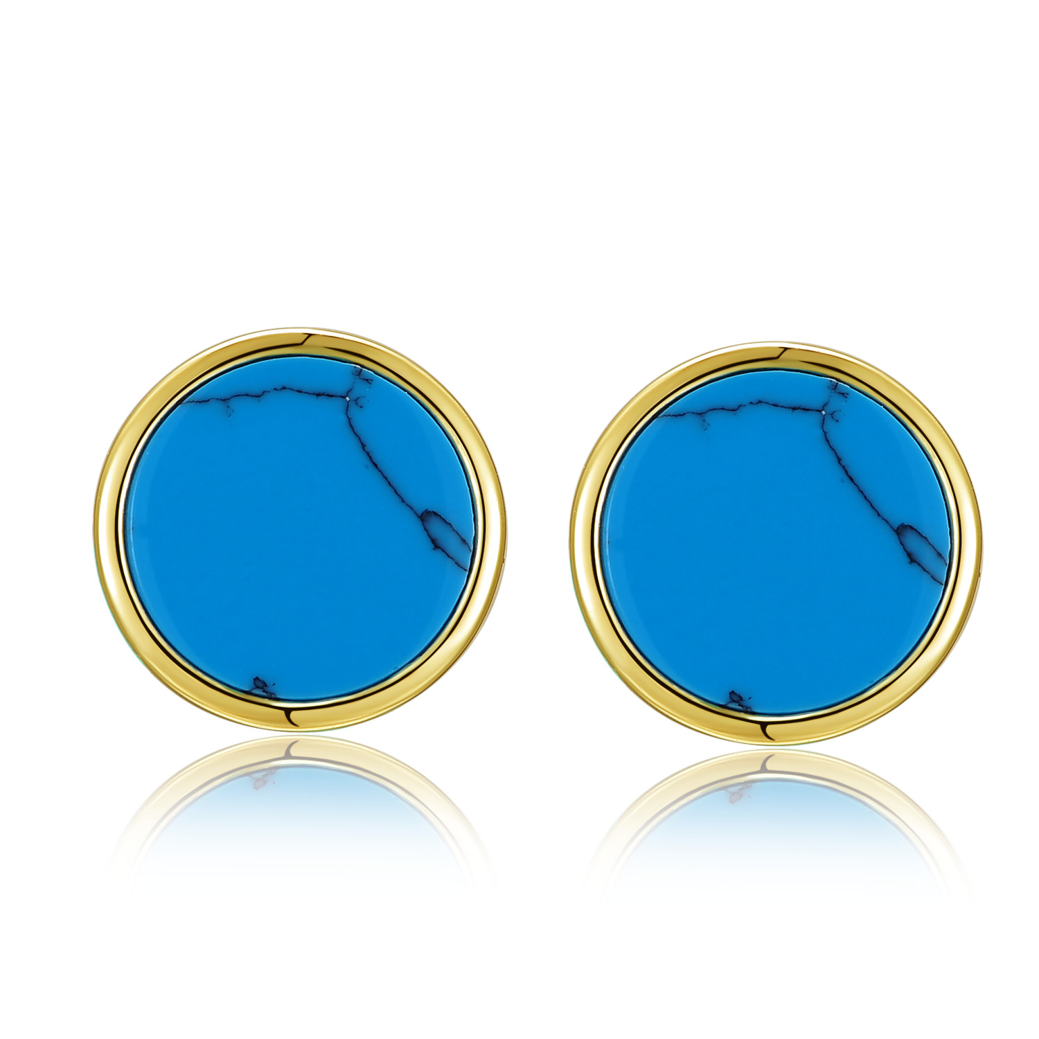 2021 Fashion Jewelry Blue Round Stone Brass Gold plated Earring Stud Jewelry(图5)