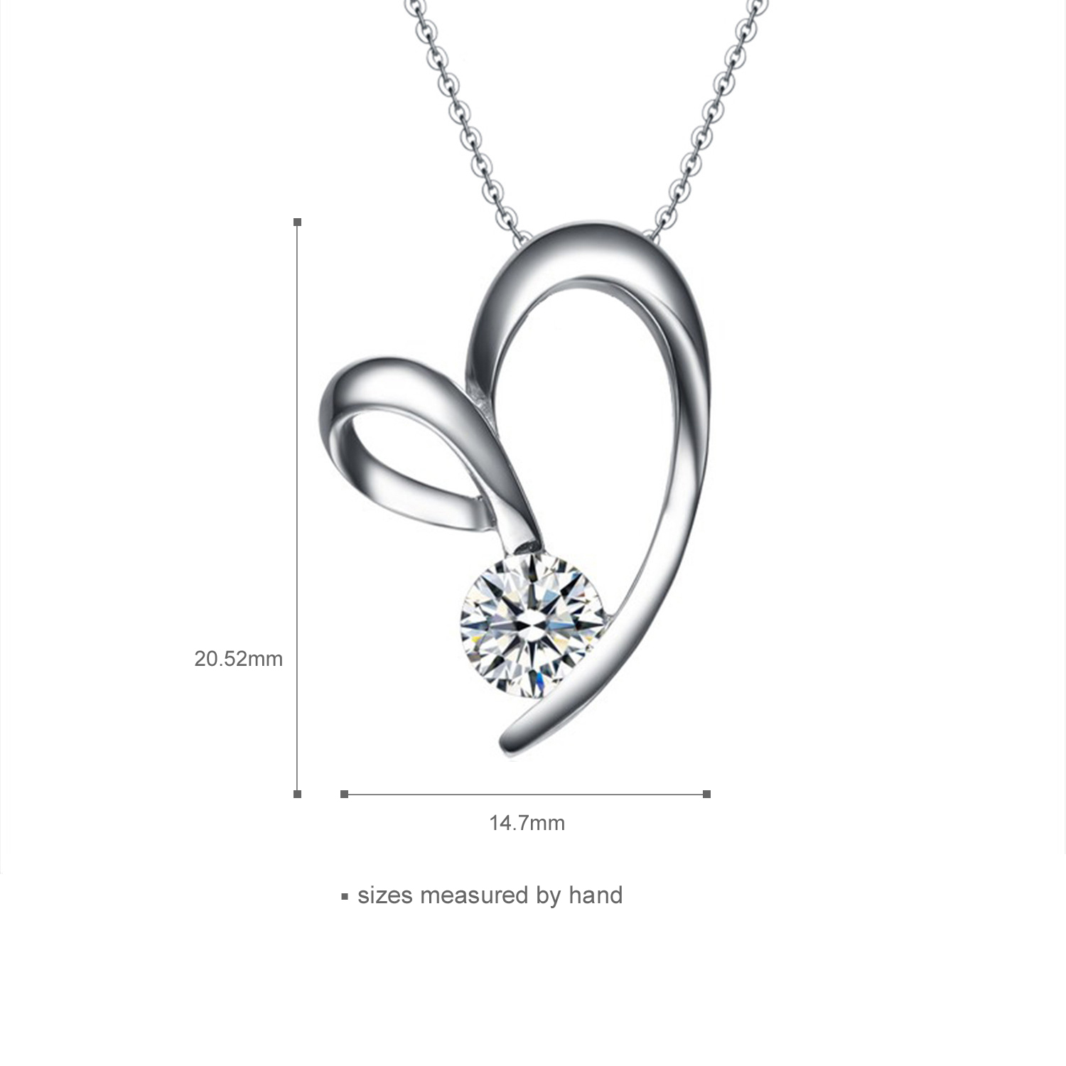 Engagement Gift Jewelry Manufacturer 925 sterling silver cubic zirconia heart pendant necklace(图6)