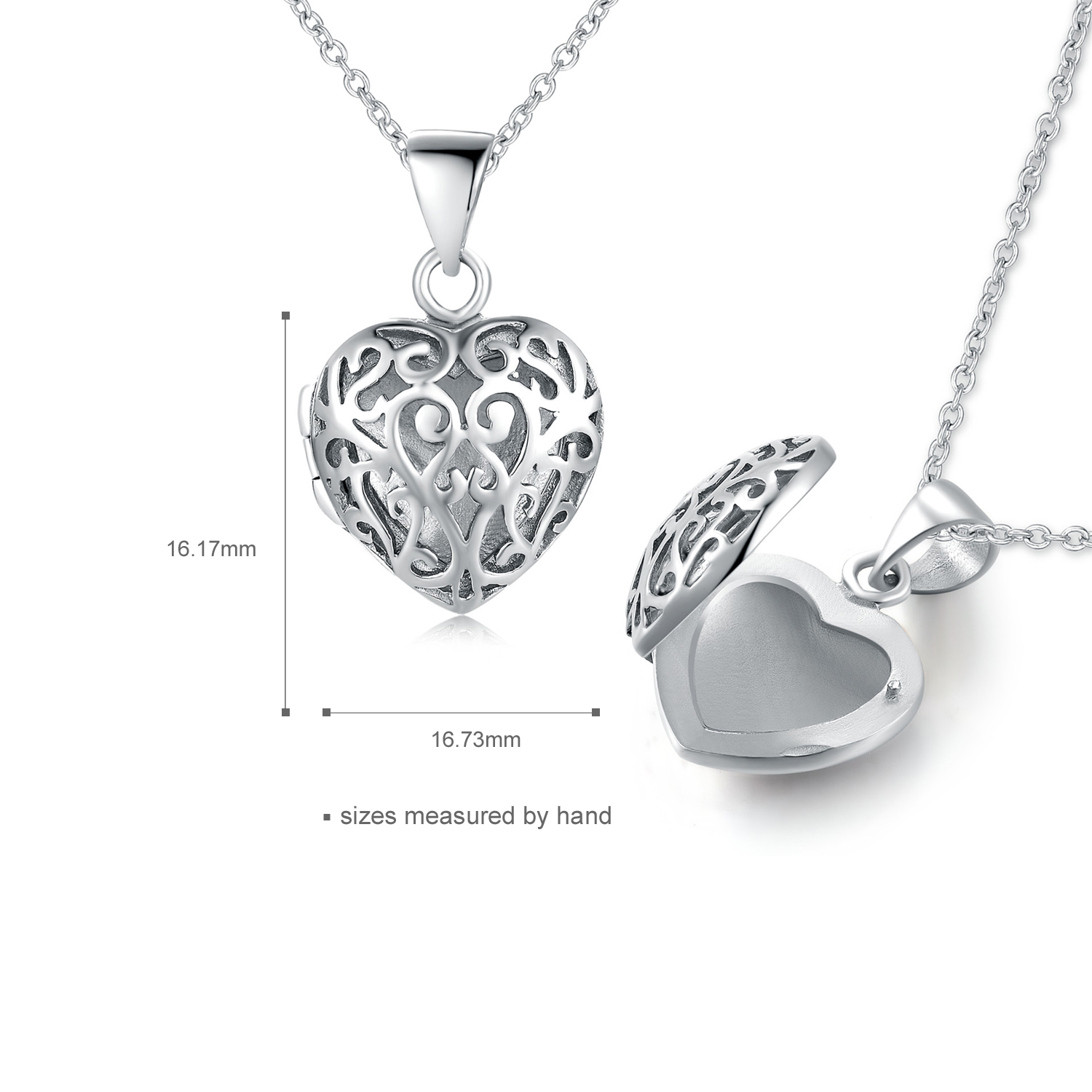  Manufacturer hot sale  925 Silver personalized Photo Locket hollow heart shape pendant necklace  (图2)