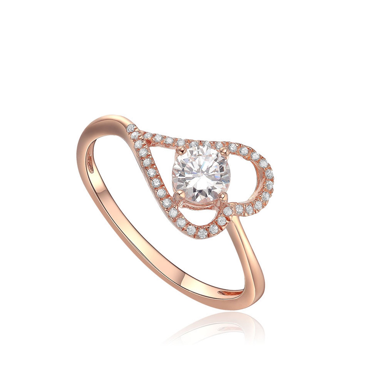 Fashion wholesale rose gold Plating ring Cubic Zircon  925 Sterling Silver Jewelry set women heart rings